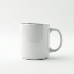 A clean, empty white coffee mug against a soft, light background, ideal for customization.
