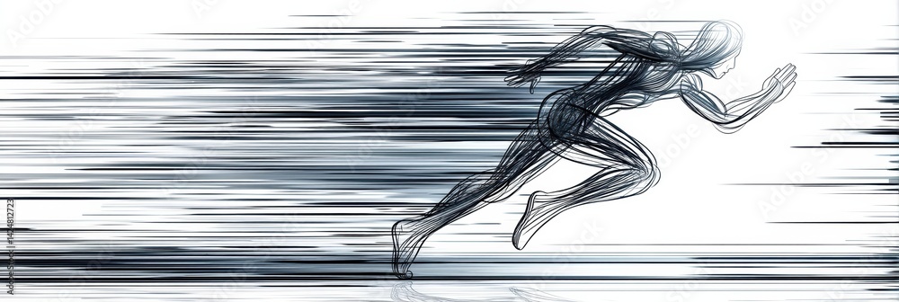 Leinwandbilder conceptual runner represented by dynamic motion streaks on a white background illustrating speed and