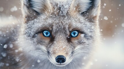 Fototapeta premium Arctic Fox in Winter Wonderland: A Stunning Close-Up