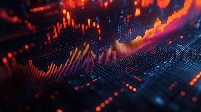 Abstract Digital Network with Glowing Orange and Red Lines