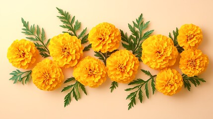Obraz premium Yellow Marigolds Floral Arrangement.