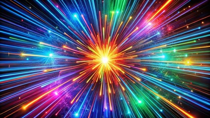 2025 New Year Fireworks Celebration: Long Exposure Light Trails Converging to Central Burst