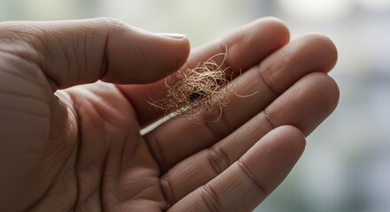 Obraz premium Close up Of A Hand Holding A Small Brown Seed Head