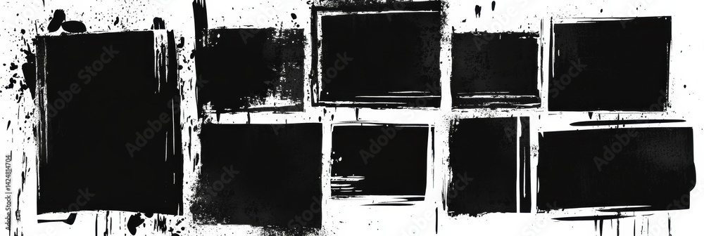 Aufkleber Creative Black Rough Edge Rectangles for Artistic Designs and Collage Projects Suitable for Modern Creatives and Designers in Various Applications