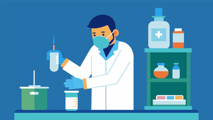 A pharmacist prepares a controlled dose of ketamine in a sterile environment ensuring that the medication is free of contaminants before it is.