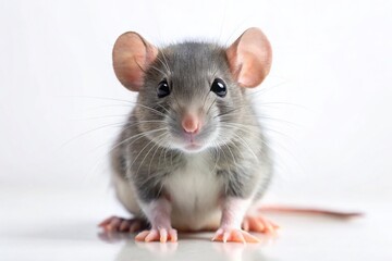 Adorable Baby Rat Posing, Cute Rodent Pet Photography, Left Copy Space