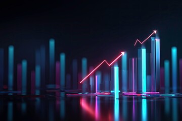 Fototapeta premium Futuristic glowing financial chart with neon blue and pink lines 