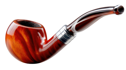 Classic Briar Smoking Pipe: This high-quality smoking pipe features a classic briar wood bowl with a polished finish, showcasing the intricate grain patterns and craftsmanship.