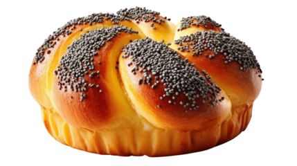 Fresh Poppy Seed Roll: This high-angle shot showcases a golden-brown poppy seed roll, the epitome of bakery goodness, offering a feast for the eyes, evoking the joy of a perfect baked treat.