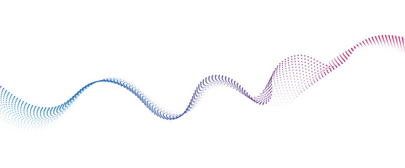 Flowing Dot Wave halftone gradient pattern on transparent background	

