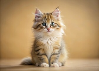 Adorable Fluffy Kitten Playing, Cute Easy Cat Stock Photo