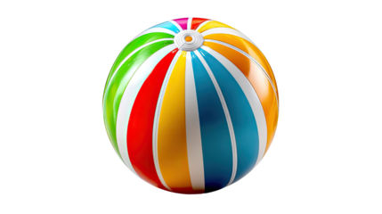 Colorful Beach Ball: A vibrant beach ball adorned with stripes, symbolizing joy, summer, and the cheerful spirit of seaside fun.
