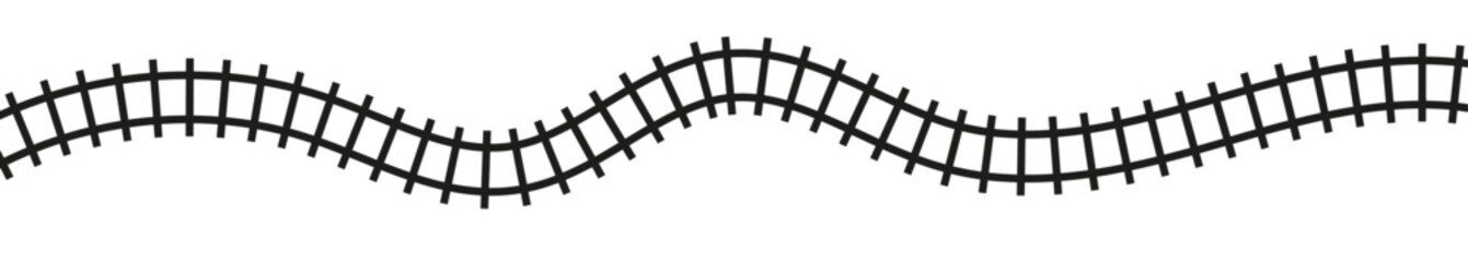 Train rail track railway pattern. 3D line road isolated circle icon. Flat vector illustration isolated on white background.