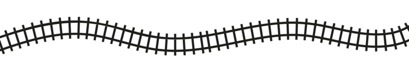 Train track line route pattern. Railway rail 3D road circle icon. Flat vector illustration isolated on white background.