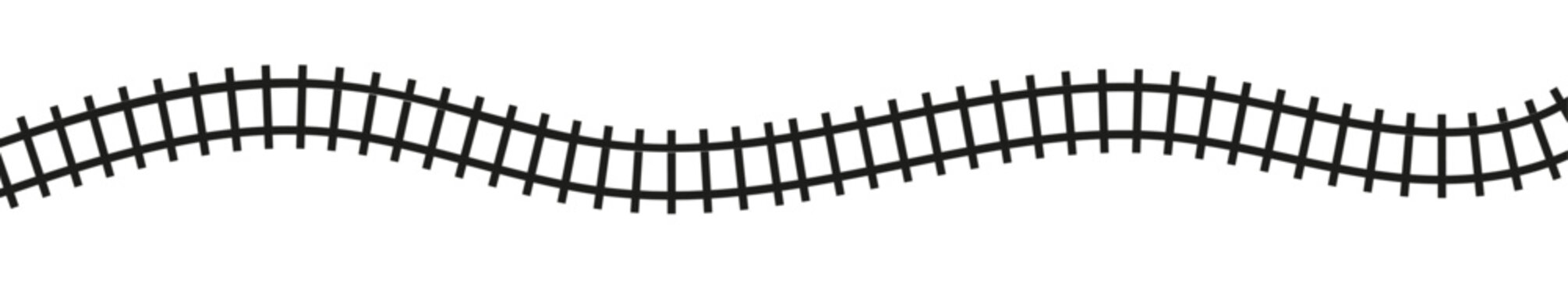 Train track line route pattern. Railway rail 3D road circle icon. Flat vector illustration isolated on white background.