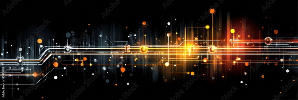 Aufkleber Outlines of Oil Pipelines Glowing Against a Black Background in a Modern Visual Representation of Energy Infrastructure and Technology