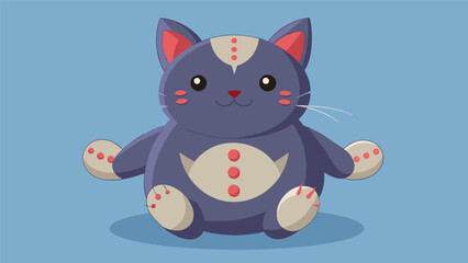 Fototapeta premium A plush toy with hidden massage nodes designed for your cat to bat at and snuggle with providing a gentle massage as they play.. Vector illustration