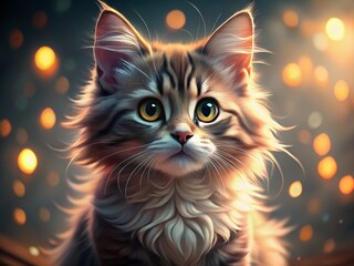 Adorable Kitten with Bokeh Background, Cute Cat Wallpaper, Pet Photography