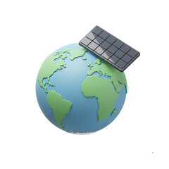 Fototapeta premium 3D Earth Globe with Solar Cell Eco-Friendly Energy Sustainable Resource Clean Power Environmental Awareness