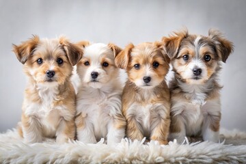 Adorable Mixed Breed Puppies Playing Together - Happy Dog Photos