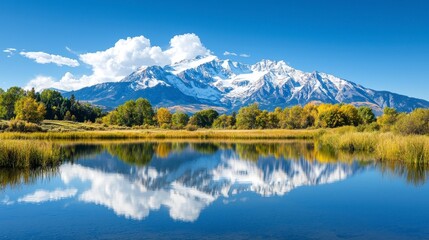 Majestic Mountain Reflections in Calm Water Scene