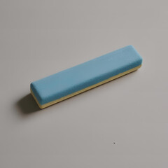 a light blue eraser with a rectangular shape. The eraser has a smooth surface and looks fairly new