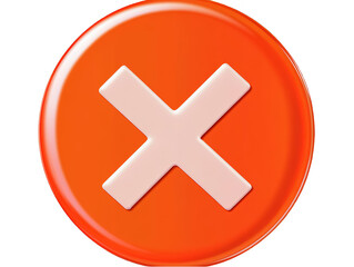 Obraz premium 3D Glossy Red Circle With White Cross Mark Error Icon on Transparent Background