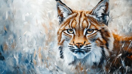 Obraz premium Majestic Lynx: A Brushstroke Masterpiece