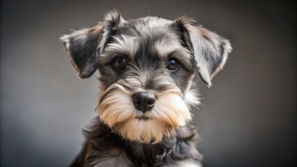 Adorable Schnauzer Puppy Posing, Right Side Copy Space Stock Photo