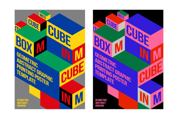 3D Cube Typography Poster Templates – Bold Isometric Geometric Layouts for Abstract Design Projects, Eye-Catching Vector Graphics for Printing, Branding, and Editorial Artwork Unique Square pattern