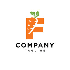 Letter F Carrot Logo Icon Vector