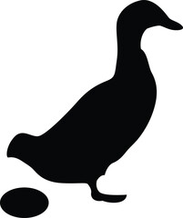 Silhouette Duck With Egg