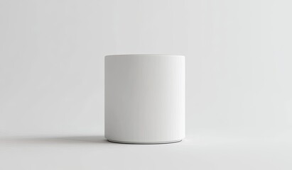 Blank white cylindrical container on white background.