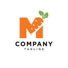Letter M Carrot Logo Icon Vector