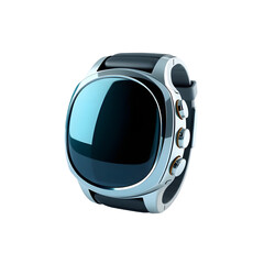 Sleek High Tech Smartwatch, Fully Visible With A Shiny Display, Showing Modern Technology In A Plain View. Clean 3d Rendering On White Background Provides A Sharp, Clear Image.