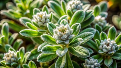 Aerial Drone Shot of Cat's Foot Plant, Unique Foliage Texture, Green Leaves