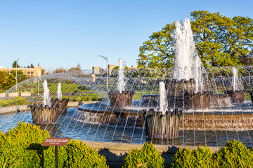 Details of a beautiful fountain in Olympia, WA, downtown