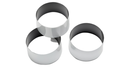 3D Render Abstract Composition Of White Metallic Circles on Black Background