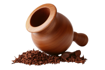 3D Render of an Isolated Brown Clay Pot with Textured Fragments on Transparent Background