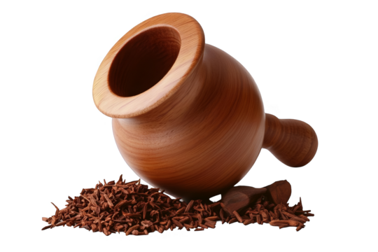 3D Render of an Isolated Brown Clay Pot with Textured Fragments on Transparent Background