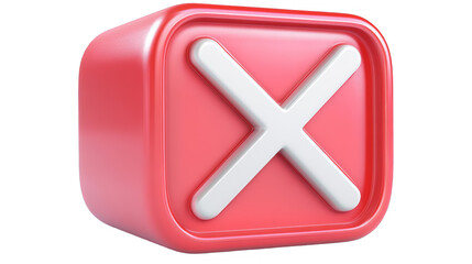 Obraz premium 3D Render of Red X Mark Icon Isolated on Transparent Background