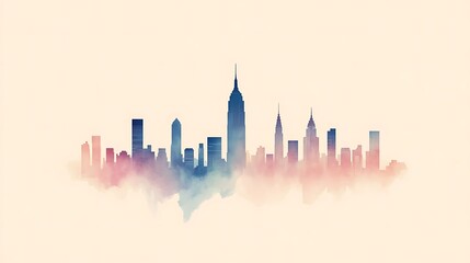 Naklejka premium NYC Skyline with Pastel Hues.