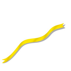 Flowing yellow ribbon banner with pointed ends and a subtle shadow, isolated on a white background. Elegant graphic element for text.