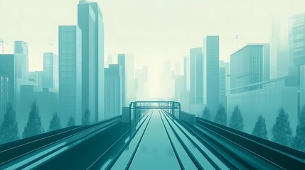 Futuristic City Train Track.