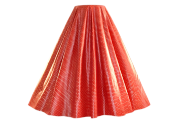 3D Rendered Red Skirt Fabric with White Dotted Pattern Isolated on Transparent Background
