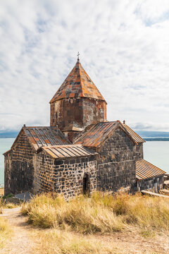 Western Asia, Eurasia, South Caucasus, Republic of Armenia. Sevan. The church of Surp Arakelots at the Sevanavank Monastery complex on Lake Sevan.