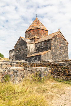 Western Asia, Eurasia, South Caucasus, Republic of Armenia. Sevan. The church of Surp Arakelots at the Sevanavank Monastery complex on Lake Sevan.