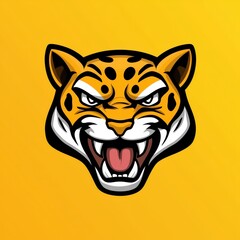 Fototapeta premium Stylized illustration of a fierce tiger head with open mouth and sharp teeth