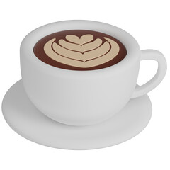 3D render coffee latte art illustration 