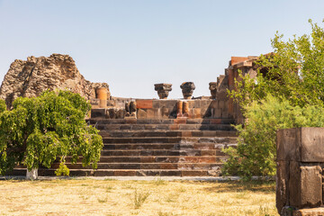 Fototapeta premium Armenia. Armavir Province. Vagharshapat. Zvartnots. Ruins of the Zvartnots Cathedral.